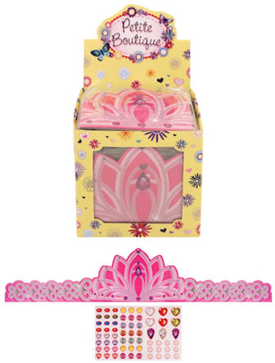 84 STUKS | Verstelbare Kartonnen Princes Kroon in Traktatiebox (Traktatie /Uitdeelcadeautjes)